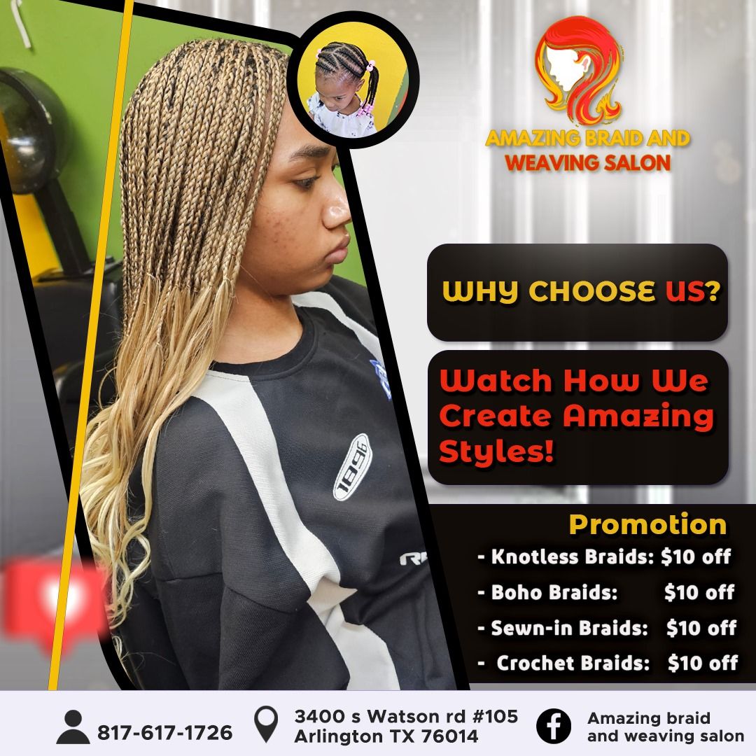 Braids by Amazing Braids & Weaving Salon in Arlington, Texas