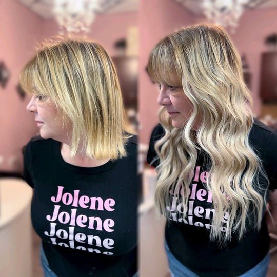 invisible bead extensions (IBE) by Hallow Hair Co. in Cary, North Carolina
