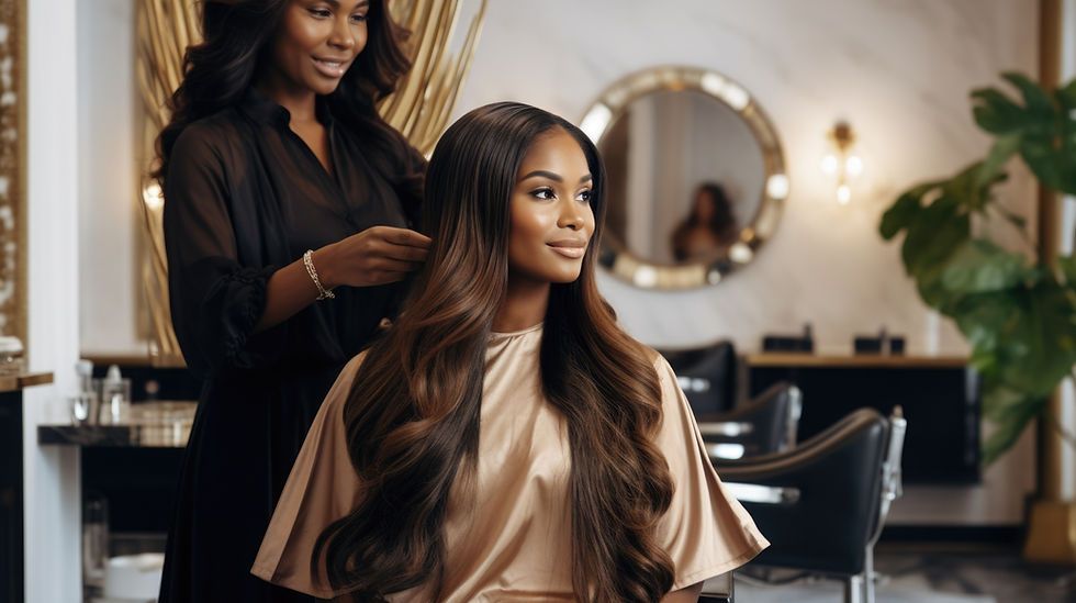 Full Sew-In Hair Extensions by Nue Image Beauty Shop in Denton, Texas